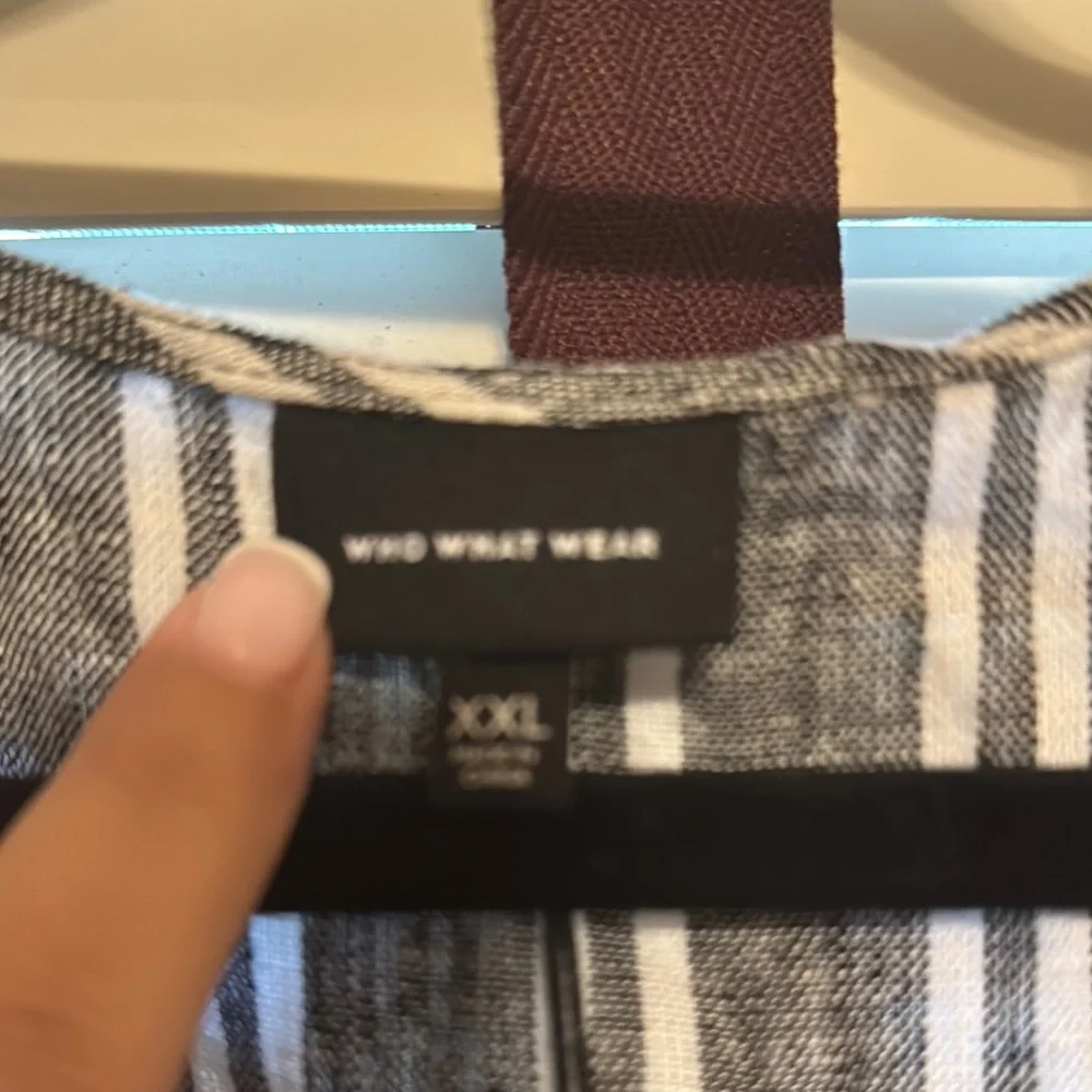 Who What Wear Black and White Belted Striped Jumpsuit - Size XXL-NWT - Picture 3 of 10